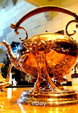 7pc Antique SHEFFIELD EPC SILVER TEA COFFEE SET w KETTLE & TRAY England 1813