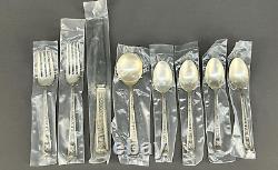 8 Pc NOS Watson WINDSOR ROSE Sterling Silver 5 pc Place Set + 3 Teaspoons MINT