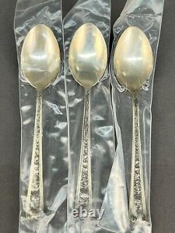 8 Pc NOS Watson WINDSOR ROSE Sterling Silver 5 pc Place Set + 3 Teaspoons MINT