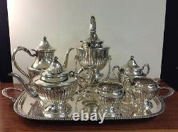 8 Pieces Sterling Silver Tea Set & Sterling Tray, markings of Sterling