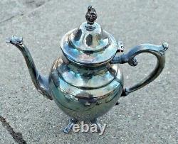 8Pcs William Rogers Silver Plated Tea Coffee Set with Large Tray