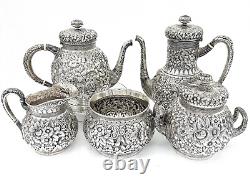 A Fine Persian-inspired Tiffany & Co. Sterling Silver Repousse Tea Set c. 1875