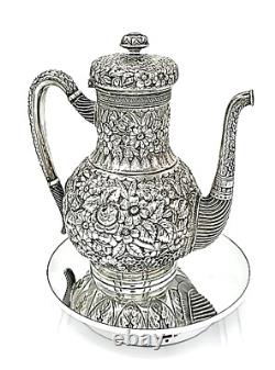 A Fine Persian-inspired Tiffany & Co. Sterling Silver Repousse Tea Set c. 1875