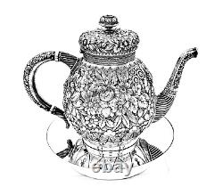 A Fine Persian-inspired Tiffany & Co. Sterling Silver Repousse Tea Set c. 1875