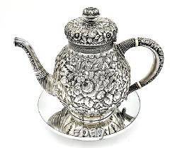 A Fine Persian-inspired Tiffany & Co. Sterling Silver Repousse Tea Set c. 1875