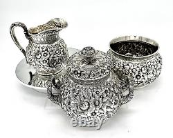 A Fine Persian-inspired Tiffany & Co. Sterling Silver Repousse Tea Set c. 1875