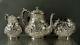 A. Jacobi Sterling Tea Set C1890 Hand Decorated