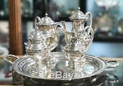 A Portuguese sterling 925 silver coffee and tea set with tray