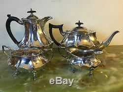 A four piece hallmarked solid silver tea set. Gross wt. 45oz 1927