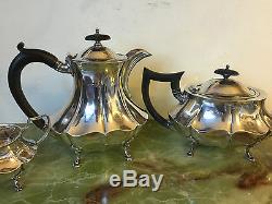 A four piece hallmarked solid silver tea set. Gross wt. 45oz 1927