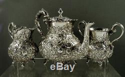 AG Schultz Sterling Silver Tea Set c1905 Hand Decorated