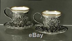 AG Schultz Sterling Tea Set c1905 Hand Decorated