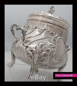 AMAZING ANTIQUE 1890s FRENCH ALL STERLING SILVER TEA & COFFEE POT SET 4pc Rococo