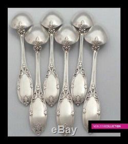 ANTIQUE 1890s FRENCH STERLING SILVER COFFEE/TEA SPOONS SET 6pc REGENCY st