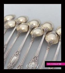 ANTIQUE 1900s FRENCH STERLING/SOLID SILVER & VERMEIL COFFEE/TEA SPOONS SET 9 pc