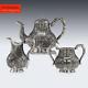 Antique 19thc Chinese Export Solid Silver Tea Set, Hoaching, Canton C. 1860