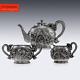 Antique 19thc Chinese Export Tu Mao Xing Solid Silver Dragon Tea Set C. 1890