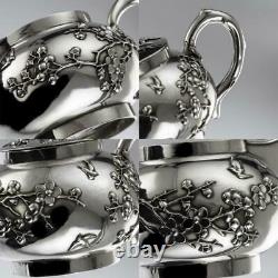 ANTIQUE 20thC CHINESE SOLID SILVER CHERRY BLOSSOM TEA SET, CHONG WOO c. 1900