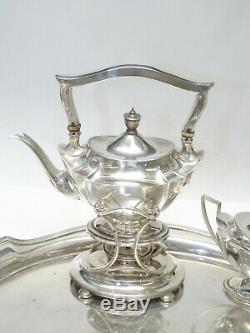 ANTIQUE 7 pcs GORHAM PLYMOUTH TEA SET with KETTLE & LARGE TRAY 178 TROY OZ