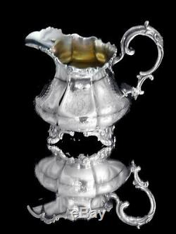 ANTIQUE 9pc. VICTORIAN STERLING SILVER TEA / COFFEE SET WITH TRAY, 1800 1849