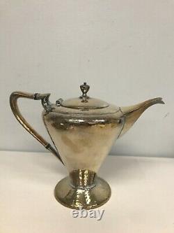ANTIQUE DERBY HAMMERED SILVERPLATE ART DECO TEA COFFEE SET with TRAY