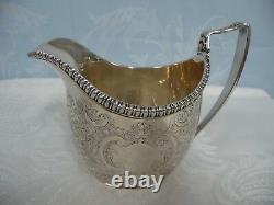 ANTIQUE ENGLISH CHASED SILVER PLATE COFFEE/TEA SET withWOOD HANDLES, 4 PIECE SET