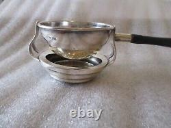 ANTIQUE STERLING SILVER TEA STRAINER SET (2) -REPOUSSE DESIGN-WOOD HANDLE withBASE