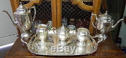 ANTIQUE VICTORIAN SILVERPLATE 6 Piece TEA COFFEE SET with TRAY NY FEDERAL STYLE