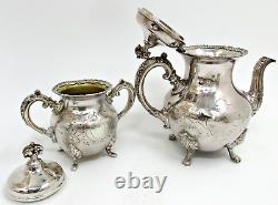 ANTIQUE Van Bergh Silver Plate Co 486 Rochester NY 6pc Tea/Coffee Set & Tray