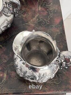 ANTIQUE WILCOX SILVER PLATE CO. QUADRUPLE REPOUSSÈ 5 Pcs. TEA & COFFEE SET 1893