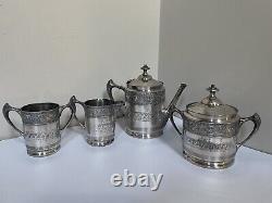 AQ Middletown PlateCo Hard White Metal Quadruple Silver Plate Coffee/Tea Pot Set