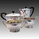 Art Deco 4-piece Solid Silver Teaset Coffee Pot Sugar Bowl Milk Jug Tea Service