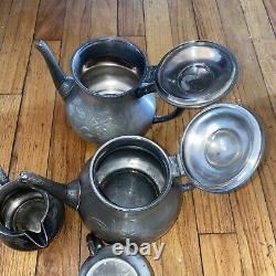 Albany Silver Plate Co Tea Set Coffee Pot Sugar Creamer Vintage