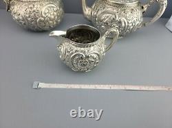 American Silver Plate Co Tea Coffee Set Floral Victorian Simpson Hall Miller