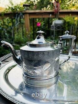 Antique 1854-1879 Reed And Barton 2845 Silver Plate Tea Set Teapot