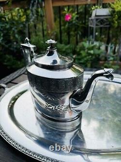 Antique 1854-1879 Reed And Barton 2845 Silver Plate Tea Set Teapot