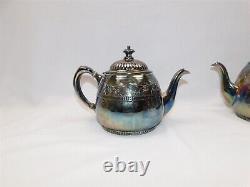 Antique 1880 Aesthetic Victorian Reed & Barton GILT Silverplate Tea Set 3153
