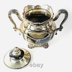 Antique 1912 Wilcox Silver Plated Tea Set E MonogrammedFormer NJ Gov 5 Pcs