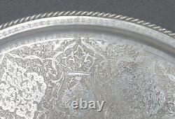 Antique 19c Islamic Persian Isfahan 84 Sterling Silver 8pc Tray Tea Set 47 Oz