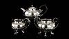 Antique 19thc Chinese Export Solid Silver 3 Piece Tea Set Hoaching C 1830