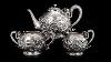 Antique 19thc Chinese Export Tu Mao Xing Solid Silver Dragon Tea Set C 1890