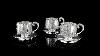 Antique 19thc Chinese Solid Silver Three Tea Cups U0026 Saucers Nam Hing C 1890