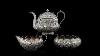 Antique 19thc Indian Solid Silver Four Piece Tea Set Kashmir C 1880