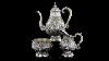 Antique 20thc Thai Solid Silver Repousse 3 Piece Tea Set C 1900