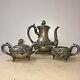 Antique 3 Pieces Set Silver On Copper Tea/coffee Serving Set, Creamer, Sugar Bowl