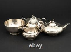 Antique 4-Piece Coin Silver Tea Service Set Dog Finial Mudge & Co New York 1800s