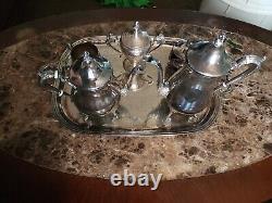 Antique 5pc Leonard Silver Plated Tea set with Tray