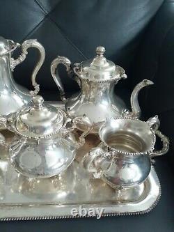 Antique 6 Piece Silver Coffee And Tea Set, Meriden Company