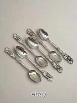 Antique 800 Continental Sterling Rose Tea Spoons EXQUISITE Set Of 6 128.2g