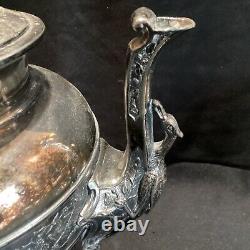 Antique Aesthetic Victorian Middletown Plate Co Silverplate Tea Set Figural Bird